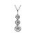 Tri Step Dangling Pendant with Diamond Flowers Encircled by Diamond Leaves in 18k White Gold