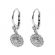 Dangling Round Lever Back Earrings with Diamonds in 18k White Gold