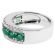 Ladies Fashion Ring with Emeralds Bordered by Diamonds in 18k White Gold