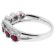 7 Stone Ruby Fashion Ring with Crossover Design of Diamonds in 18k White Gold