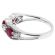 Openwork Ruby Fashion Ring with Diamonds and a Beaded Design in 18k White Gold
