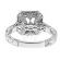 7.5x7.5mm Center, Radiant Halo Engagement Ring Semi Mount in 18kt White Gold