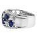 Genuine Sapphire and Diamond Wide Ladies Ring in 18kt White Gold