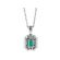 Rectangular Emerald Pendant Surrounded By Diamonds in 18k White Gold