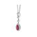 Dangling Ruby Drop Necklace with Diamonds in 18k White Gold