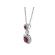 Dangling Ruby Necklace with Halos of Diamonds in 18k White Gold