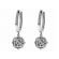 Huggie Earrings with Dangling Cluster of Diamonds in 18k White Gold