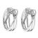 Vertical Triple Row Huggie Earrings with Outward Curve of Diamonds in 18k White Gold
