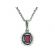 Oval Ruby with Diamond Halo Pendant in 18kt White Gold