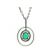 Double Open Oval Diamond Halos with a Genuine Emerald Center Pendant in 18kt White Gold