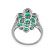 Split Shank Cocktail Ring with Diamonds and Oval Shaped Emeralds in 18k White Gold