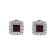 Square Ruby Stud Earrings with Halo of Diamonds in 18k White Gold