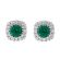 Emerald Stud Earrings with Halo of Diamonds in 18k White Gold