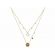 Double Layer Necklace with Burnish, Bezel, and Prong Set Diamonds in 14k Yellow Gold