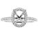 Semi Mount Oval Halo Engagement Ring with Diamonds in 18k White Gold