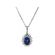 Oval Sapphire Pendant Halo of Diamonds and Interlocking Chain Design in 18k White Gold
