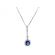 Dangling Oval Sapphire Pendant with Halo of Diamonds in 18k White Gold