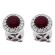 Round Ruby Stud Earrings with Halo of Diamonds in 18k White Gold