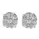 Square Cluster Stud Earrings with Diamonds in 18k White Gold