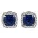 Square Sapphire Stud Earrings with Halo of Diamonds in 18k White Gold