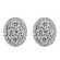 Oval Stud Earrings with Cluster of Diamonds Bordered by Halo in 18k White Gold