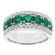 Ladies Fashion Ring with Emeralds Bordered by Diamonds in 18k White Gold