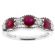 Openwork Ruby Fashion Ring with Diamonds and a Beaded Design in 18k White Gold