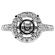 Diamond Round Side and Front Halo, Split Shank Engagement Ring Semi Mounting in 18kt White Gold