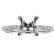 Graduating, Diamond Scroll, Ball Beading Design Diamond Engagement Ring Semi Mount in 18kt White Gold