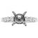 Single Row Diamond Shank, Ball Beading and Diamond Detail Side Profile, Engagement Ring Semi Mount