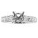 Row of Graduating Diamond Shank, Diamonds under Crown, Engagement Ring Semi Mount in 18kt White Gold