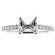Single Row with Diamonds coming up to Crown Prongs Engagement Ring Semi Mount