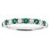 Alternating Emerald and Diamond Single Row Ladies Ring 2.5 mm Wide in 18kt White Gold
