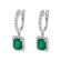 Dangling Emerald Hoop Earrings with Diamonds in 18k White Gold