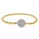 18k Yellow Gold Beaded Bangle with Cluster of Diamonds