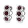 Three Tier Ruby Huggie Earrings with Crossover Halos of Diamonds in 18k White Gold
