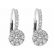 Halo Style Lever-Back Dangling Diamond Earrings in 18k White Gold
