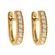 18k Yellow Gold Huggie Earrings with Diamonds Between Milgrain Design