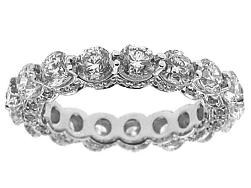 Triple Sided Eternity Band with Prong and Pavé Set Diamonds in 18k White Gold