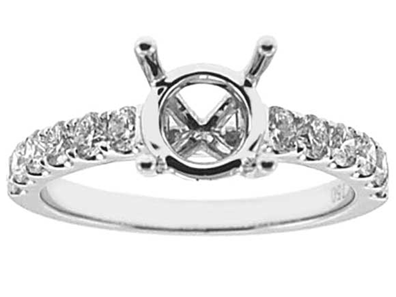 Single Row Micro Prong Set 0.63ct Diamond Semi Mount Engagement Ring