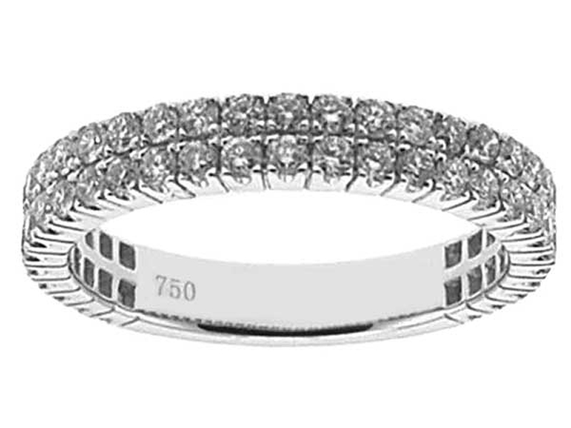 Double Row Band with Round Diamonds Set in 18k White Gold