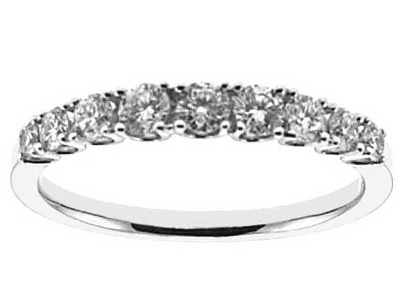 Single Row Prong Set Band with Round Diamonds in 18k White Gold