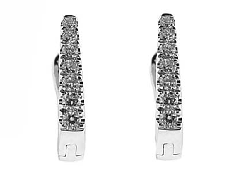 Diamond Hoop Huggie Earrrings 0.24ct 18kt White Gold