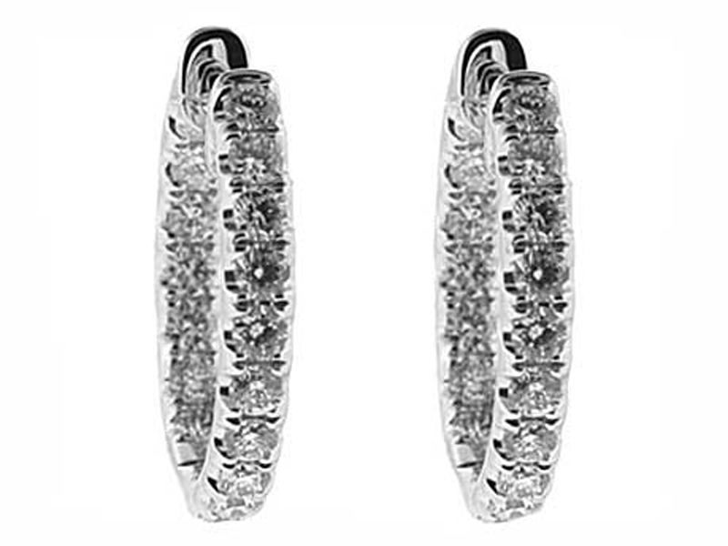 Small Inside Out Hoop Earrings with Diamonds Set in 18k White Gold
