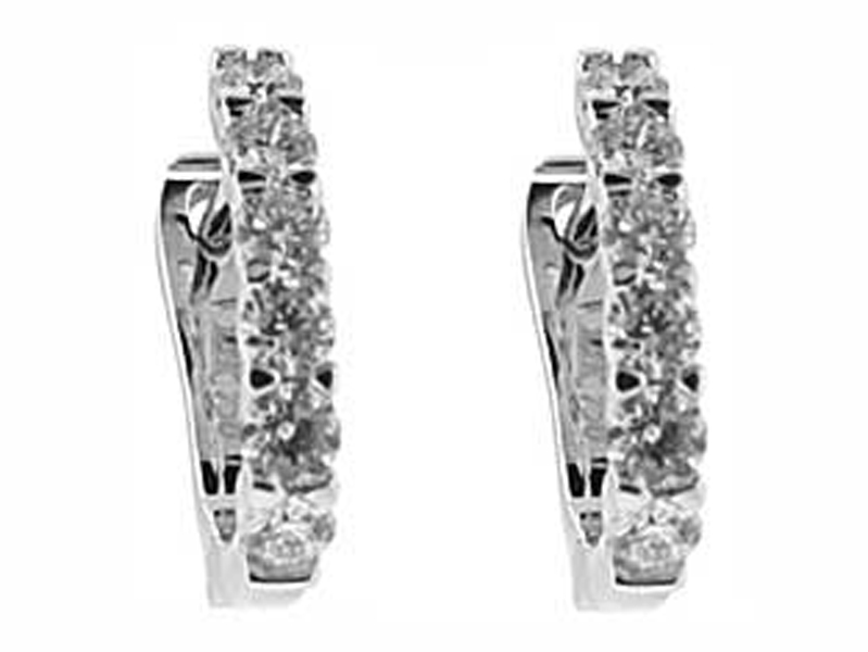 Latch Back Huggie Earrings with Diamonds Set in 18k White Gold