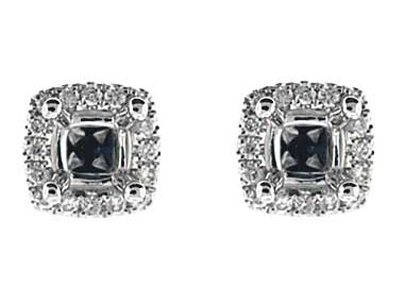 Diamond Cushion Shape Halo Post Push Back Semi Mount For Studs 18kt White Gold