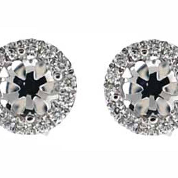 Diamond Halo Post Push Back Semi Mount For Studs 18kt White Gold