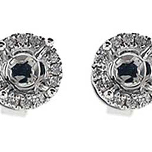 Diamond Halo Post Push Back Semi Mount For Studs 18kt White Gold