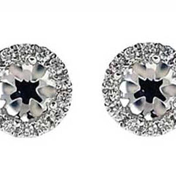 Diamond Halo Post Push Back Semi Mount For Studs 18kt White Gold