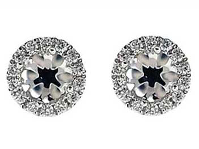 Diamond Halo Post Push Back Semi Mount For Studs 18kt White Gold